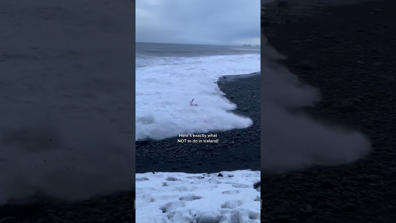 Please don’t ignore the warnings at Reynisfjara black sand beach 🚨⚠️🌊   #iceland #icelandtravel